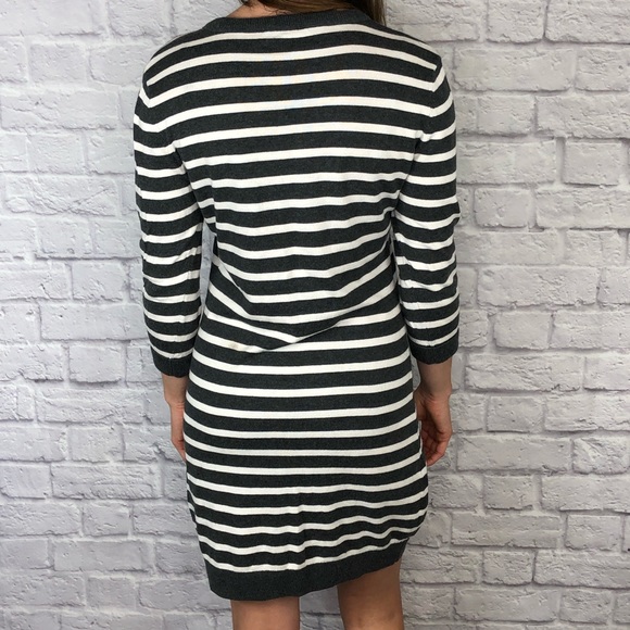 French Connection Stripe Gray Sweater Dress - Picture 3 of 8